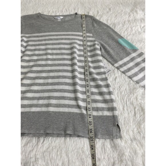 Time And Tru Sweater Top Gray Striped Size XL Pullover Long Sleeve 16-18 - Picture 12 of 13